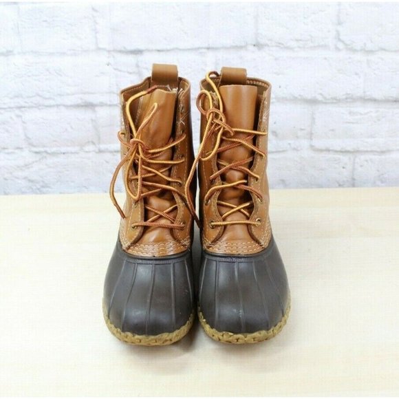 LL Bean Women's 8" Thinsulate Lined Brown Leather Waterproof Duck Boots Size 6 M - Picture 5 of 9